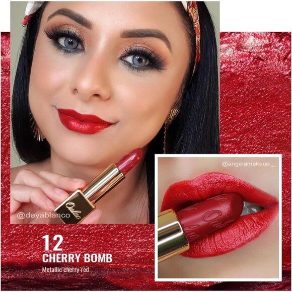 🆕 Metallic Shine Red Lipstick High Moisturizing Creamy Formula Vegan Lip Color - Picture 3 of 8